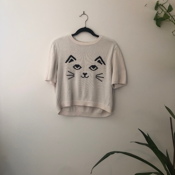 Cat face short sleeved sweater - Picture 1 of 3